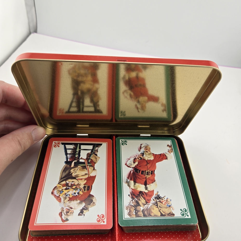 Coca Cola Nostalgia Playing Cards Tin - Red and Gold Design - Picture 3 of 5